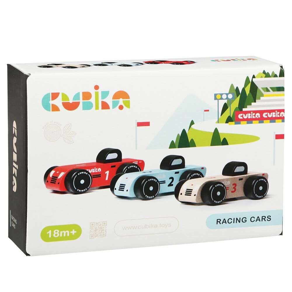 Racing Cars aus Holz, 3 Stk.