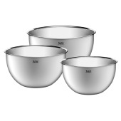 Silit Küchenschüssel-Set 3-teilig, Edelstahl, multifunktional als Rührschüssel, Salatschüssel, Servierschüssel, stapelba