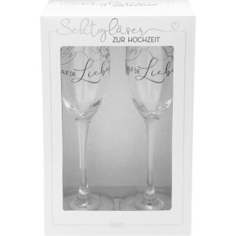 Sektglas Set Motiv Auf die Liebe 