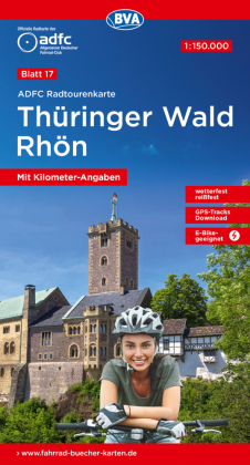 ADFC-Radtourenkarte 17 Thüringer Wald Rhön 1:150.000, reiß- und wetterfest, E-Bike geeignet, GPS-Tracks Download, mit Be