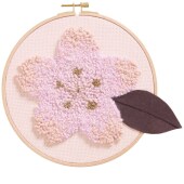Punch Needle Packung Kirschblüte Blatt braun, Bild Ø 21,5 cm