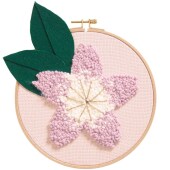 Punch Needle Packung Kirschblüte Blatt grün, Bild Ø 21,5 cm