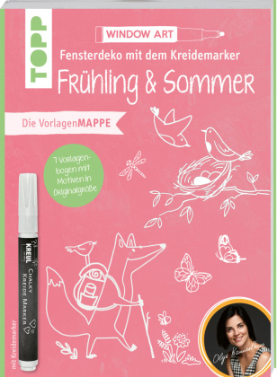 Vorlagenmappe Fensterdeko mit dem Kreidemarker - Frühling & Sommer. Inkl. Original Kreidemarker von KREUL 