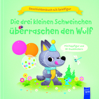 Geschichtenbuch mit Spielfigur -Die drei kleinen Schweinchen überraschen den Wolf 