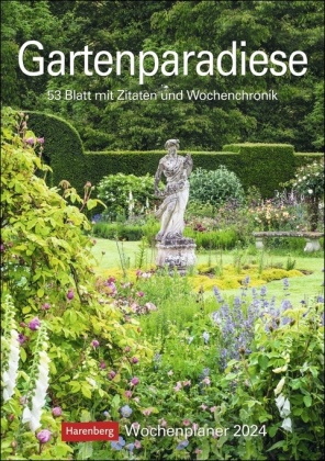 Gartenparadiese Wochenplaner 2024. Dekorativer Wandkalender zum