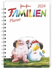 Helme Heine Familienplaner Buch A6 2024. Familienkalender mit 4 Spalten. Liebevoll illustrierter Buch-Kalender mit Einst