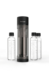 SODAPOP Wassersprudler Logan matt schwarz, 3x 850ml + 2x 600ml Glasflaschen - TCHIBO Bundle