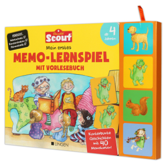Scout: Mein erstes Memo Lernspiel mit Vorlesebuch - Kunterbunte Geschichten mit 40 Memokarten! 