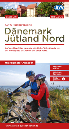 ADFC-Radtourenkarte DK1 Dänemark/Jütland Nord 1:150.000, reiß- und wetterfest, E-Bike geeignet, GPS-Tracks Download, mit