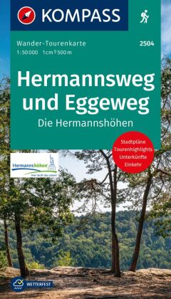 KOMPASS Wander-Tourenkarte Hermannsweg und Eggeweg, Die Hermannshöhen 1:50.000