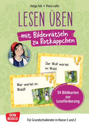 Lesen üben mit Bilderrätseln zu Rotkäppchen. 34 Bildkarten zur Leseförderung