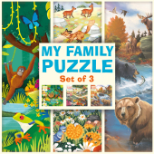 My Family Puzzle - Set of 3 - Jungle, Flowers, Northern Wildlife