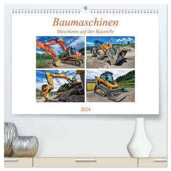 Baumaschinen - Maschinen auf der Baustelle (hochwertiger Premium Wandkalender 2024 DIN A2 quer), Kunstdruck in Hochglanz 