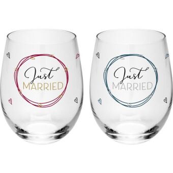 Trinkglas Set Motiv "Just married"