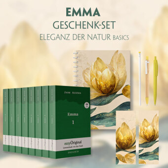 Emma Geschenkset - 8 Bücher (Softcover + Audio-Online) + Eleganz der Natur Schreibset Basics, m. 8 Beilage, m. 8 Buch