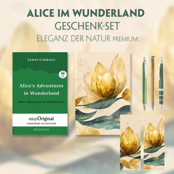 Alice im Wunderland Geschenkset (Hardcover + Audio-Online) + Eleganz der Natur Schreibset Premium, m. 1 Beilage, m. 1 Bu