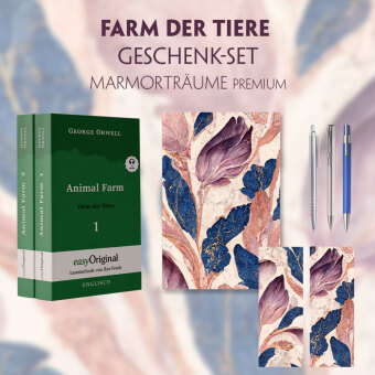 Farm der Tiere Geschenkset - 2 Teile (Buch + Audio-Online) + Marmorträume Schreibset Premium, m. 1 Beilage, m. 1 Buch 