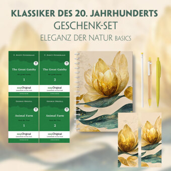 Klassiker des 20. Jahrhunderts Geschenkset - 4 Bücher (mit Audio-Online) + Eleganz der Natur Schreibset Basics, m. 4 Bei