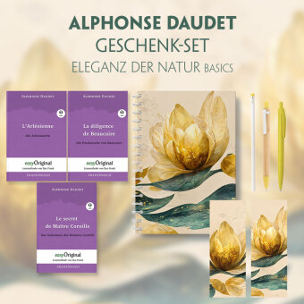 Alphonse Daudet Geschenkset - 3 Bücher (mit Audio-Online) + Eleganz der Natur Schreibset Basics, m. 3 Beilage, m. 3 Buch