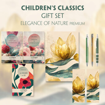 Children's Classics Books-Set (with audio-online) Readable Classics Geschenkset + Eleganz der Natur Schreibset Premium,
