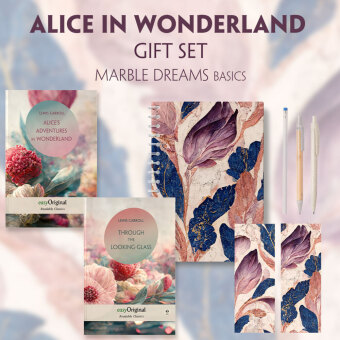Alice in Wonderland Books-Set (with audio-online) Readable Classics Geschenkset + Marmorträume Schreibset Basics, m. 2 B