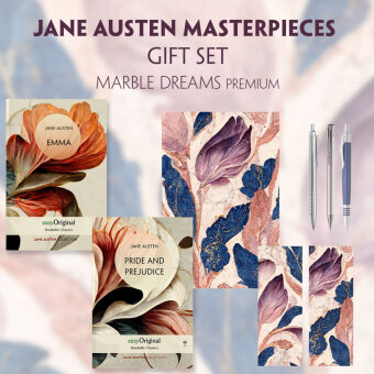 Jane Austen's Masterpieces (with audio-online) Readable Classics Geschenkset + Marmorträume Schreibset Premium, m. 2 Bei