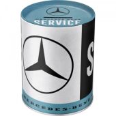 Spardose Mercedes Benz, retro-Design, Durchmesser 10 cm, Höhe 13 cm, aus Metall