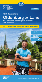 ADFC-Regionalkarte Oldenburger Land, 1:75.000, mit Tagestourenvorschlägen, mit Knotenpunkten, reiß- und wetterfest, E-Bi