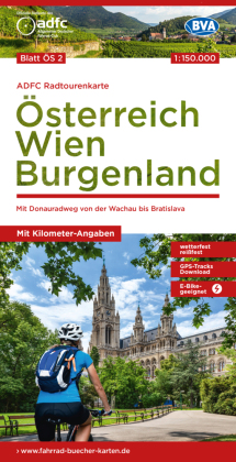 ADFC-Radtourenkarte ÖS2 Österreich Wien Burgenland 1:150:000, reiß- und wetterfest, E-Bike geeignet, GPS-Tracks Download