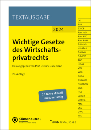 Wichtige Gesetze des Wirtschaftsprivatrechts