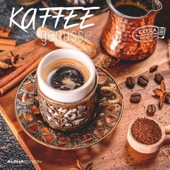 Alpha Edition - Kaffeegenuss 2025 Broschürenkalender, 30x30cm, Wandkalender mit Platz für Notizen und Termine, 12 genuss