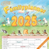 Alpha Edition - Familienplaner Cartoon 2025 Broschürenkalender, 30x30cm, Kalender mit 6 Spalten für Termine, Illustratio