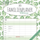 Alpha Edition - Familienplaner Deluxe 2025 Broschürenkalender, 30x30cm, Kalender mit 5 Spalten für Termine, Jahresübersi