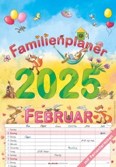 Alpha Edition - Familienplaner Cartoon 2025, 23,7x34cm, Familienkalender mit 6 Spalten und vielen Zusatzinformationen, 1