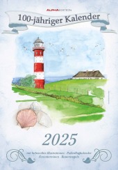 100-jähriger Kalender 2025 - Bildkalender 23,7x34 cm - mit Wetterprognosen, Bauernregeln und liebevollen Illustrationen