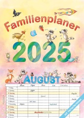 Alpha Edition - Familienplaner Cartoon 2025 Familienkalender, 29,7x42cm, Kalender mit 6 Spalten für Termine, Ferientermi