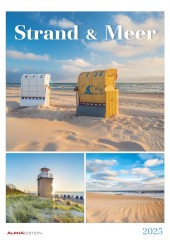 Alpha Edition - Strand & Meer 2025 Bildkalender, 29,7x42cm, Wandkalender mit Feiertagen, drei Bilder pro Monat und 1 Mon