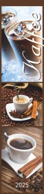 Küchenplaner Kaffee 2025 - Streifen-Kalender 11,3x49x5 cm - Kaffeekalender - mit leckeren Rezepten - Wandplaner - Küchen