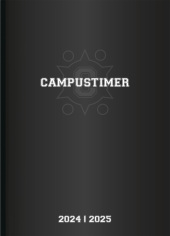 Alpha Edition - Campustimer Black 2024/2025 Semester-Planer, 15x21cm, Kalender mit 192 Seiten, Notizbereich, Adressteil,