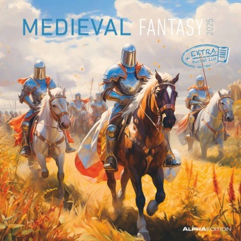 Alpha Edition - Medieval Fantasy 2025 Broschürenkalender, 30x30cm, Kalender mit mittelalterischer Fantasy, Fantasy Motiv