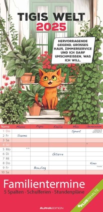 Alpha Edition - Tigi 2025 Familienplaner, 22x45cm, Familienkalender mit 5 Spalten für Termine, Pollenflugkalender, Bilde