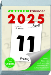 Tagesabreißkalender XXL 2025 - 9,9x14,3 cm - 1 Tag auf 1 Seite - mit Sudokus, Rezepten, Rätseln uvm. auf den Rückseiten