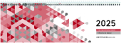 Tischquerkalender rot 2025 - 29,6x9,9 cm - 1 Woche auf 2 Seiten - Stundeneinteilung 7 - 19 Uhr - inkl. Jahresübersicht -
