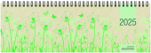 Tischquerkalender Graspapier 2025 - 32x10,5 cm - 1 Woche auf 2 Seiten - nachhaltiger Bürokalender - Stundeneinteilung 8