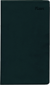 Taschenplaner Leporello PVC schwarz 2025 - Bürokalender 9,5x16 cm - 1 Monat auf 2 Seite - separates Adressheft - faltbar