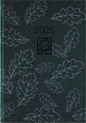 Taschenkalender anthrazit 2025 - Bürokalender 10,2x14,2 - 1 Tag auf 1 Seite - robuster Kartoneinband - Stundeneinteilung