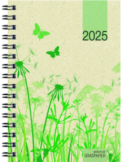 Taschenkalender Graspapier 2025 - Bürokalender 10x14 cm - 1 Woche auf 2 Seiten - robuster Kartoneinband - Wochenkalender