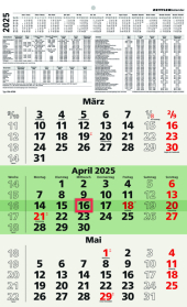 3-Monatskalender Recycling 2025 - 29,7x48,8 cm - mit Kopftafel und Datumsschieber - Blauer Engel - Mehrmonatsplaner - 95