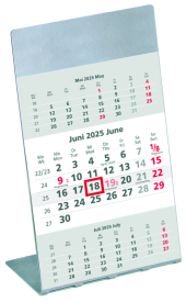 Zettler - 3-Monatskalender 2025,29,7x21cm, Tischkalender mit Edelstahlaufsteller, 3 Monate auf 1 Seite, Dreimonatsübersi