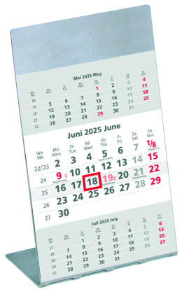 Zettler - Ersatz-3-Monatskalendarium 2025, Ersatzkalendarium für Edelstahlaufsteller Typ 980-6198, 3 Monate auf 1 Seite,